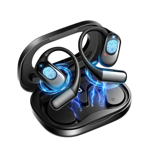 Open Ear Headphones Bluetooth Wireless Over Ear Earbuds(Black) - color: blcak