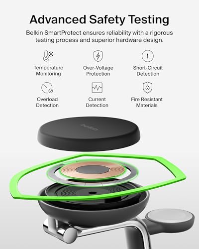 Belkin Qi2.2 25W Wireless Fast Charging Station, 3 in 1 iPhone Charger - color: Black, style: 3 in 1