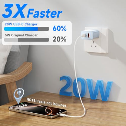 4Pack 20W USB C Charger Block Colorful Dual Port PD Charger & QC 3.0