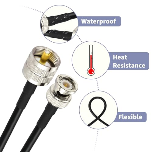 Superbat PL259 to BNC RG58 Coaxial Cable 6ft BNC Male to UHF Male Jumper - size: 6ft, style: bnc to pl259