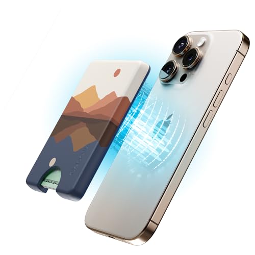 Casely MagWallet | Opposites Attract | Day & Night Colorblock Mountains | Slim Wallet Card Holder | Compatible with MagSafe | Soft-Touch Hard Silicone | Holds Up to 3 Cards - color: Opposites Attract | Day & Night Mountains