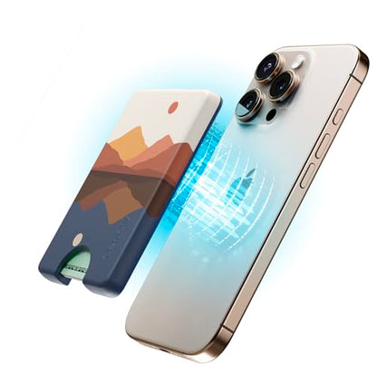 Casely MagWallet | Opposites Attract | Day & Night Colorblock Mountains | Slim Wallet Card Holder | Compatible with MagSafe | Soft-Touch Hard Silicone | Holds Up to 3 Cards - color: Opposites Attract | Day & Night Mountains