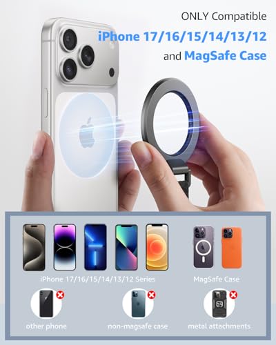 SUPERONE for MagSafe Phone Grip Kickstand, Removable Magnetic Ring Holder - color: Matt Black