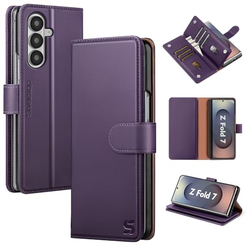Shieldtop Compatible with Samsung Galaxy Z Fold 7 Wallet Case with Card Holder,Women Man RFID Blocking PU Leather Flip Shockproof Protective Cover Credit Card Holder Slots Kickstand,Purple - color: Purple, size: Samsung Galaxy Z Fold 7
