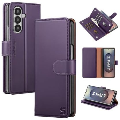 Shieldtop Compatible with Samsung Galaxy Z Fold 7 Wallet Case with Card Holder,Women Man RFID Blocking PU Leather Flip Shockproof Protective Cover Credit Card Holder Slots Kickstand,Purple - color: Purple, size: Samsung Galaxy Z Fold 7