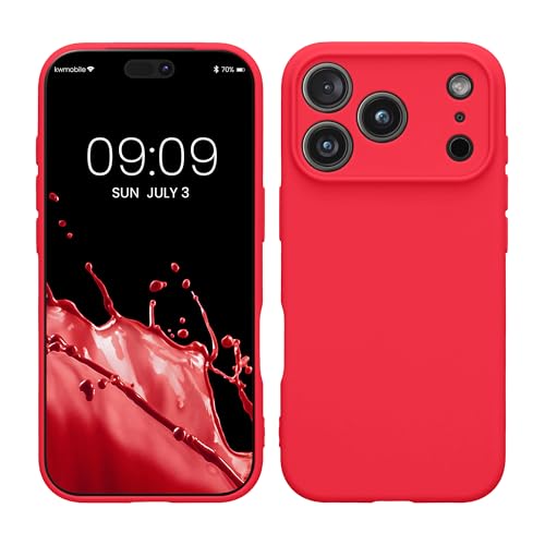 kwmobile Case Compatible with Apple iPhone 17 Pro Case - Protective Slim TPU Phone Cover - Soft Matte Finish - Neon Pink - color: neon pink, size: iPhone 17 Pro