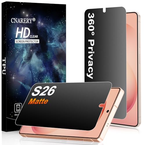 2 Pack 4 Way 360 ° Matte Privacy Screen Protector for Samsung Galaxy S26 6.2 Inch [Not Glass], Anti-Scratch, Anti-Glare, Support Fingerprint Unlock - size: Samsung Galaxy S26