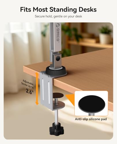 ORICO Tablet Stand, 3-Section Aluminum arm, 4-axis Adjustment, RA1, Silver - color: Silver