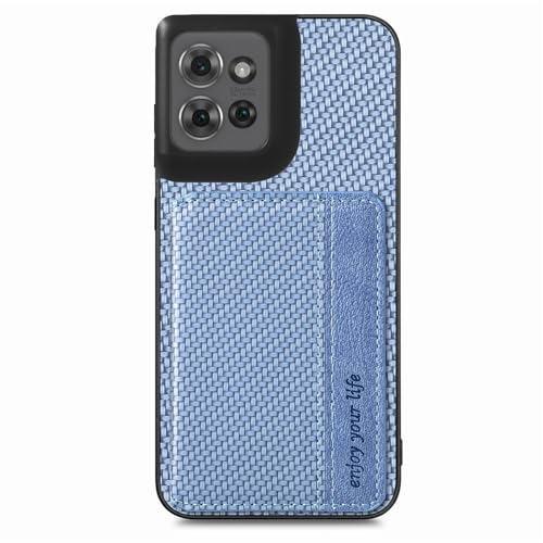 FFutanwei for Motorola Moto G Power 2026 Case Wallet with Card Holder Blue | Shockproof Protective Phone Cases Cover, Carbon Fiber Pattern Design, Built-in 2 Credit Card Slots, Hidden Magnetic Closure - color: Blue