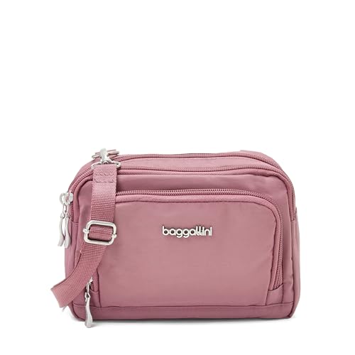 Baggallini Triple Zip with Front Wallet/Trifecta RFID Wallet Crossbody - color: Dusty Mauve