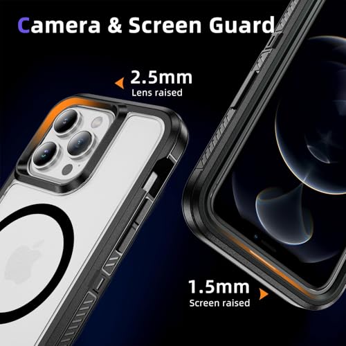 Magnetic for iPhone 13 Pro Case, Compatible with MagSafe, Shockproof Dustproof Drop Proof, Military Grade Double Layer Protection, Black/Clear - color: Magnetic Black/Clear, size: iPhone 13 PRO