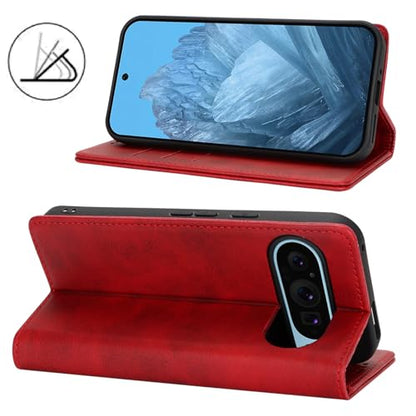 fit for Google Pixel 9/9 Pro Wallet Case,Premium PU Leather Flip Folio Case with Card Slot,Stand Holder,Magnetic Closure TPU Shockproof Interior Protective Case for Pixel 9/9 Pro,Red | Premium PU Leather, Flip Folio Purse Case, with Card Slot, Stand Holde