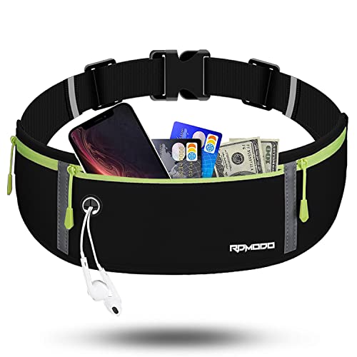 Fanny Pack for Women Men, Slim Running Belt Waist Bag Outdoor, Black - color: 11-Black-Green