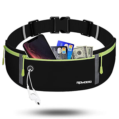 Fanny Pack for Women Men, Slim Running Belt Waist Bag Outdoor, Black - color: 11-Black-Green