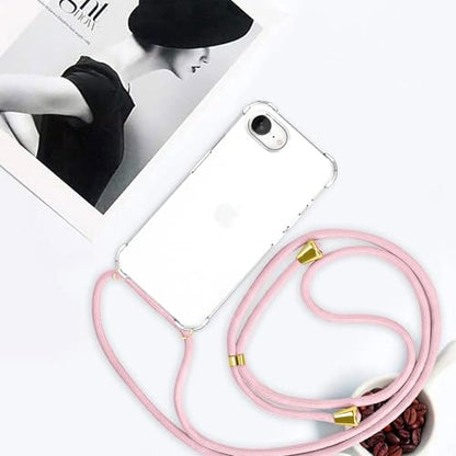 Strap Case for iPhone 17e/16e Clear Adjustable Cord Lanyard Crossbody Cover Women Soft TPU Bumper Strap Shockproof Anti-Yellowing Protective Mobile Case for iPhone 17e/16e - Rose Pink - size: for iPhone 17e/16e