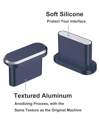 USB C Dust Plug for iPhone 17 Series,4Pcs Aluminum+4Pcs Silicone,Deep Blue - color: Blue