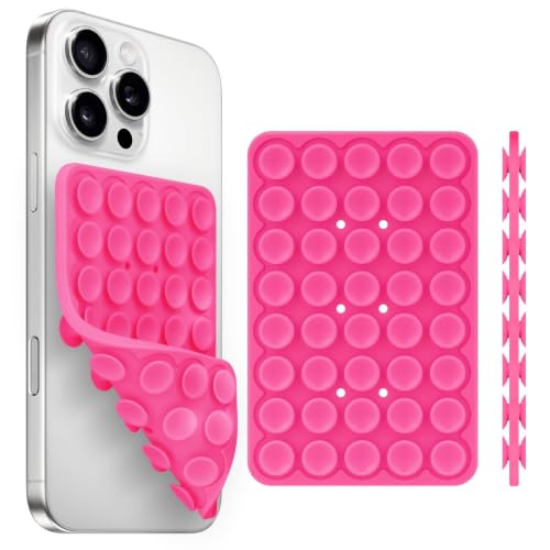 Yojaro Silicone Suction Cup Phone Case Mount Double Sided, Phone Accessories Hands-Free Strong Grip Holder for Selfies and Videos, Silicon Phone Stand for iPhone and Android Dark Pink - color: Dark Pink