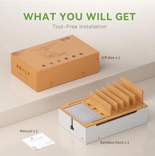 Pezin & Hulin Charging Station, Natural+White (No USB Charger and Cables) - color: Natural+White, size: Dock (No Charger&Cables)