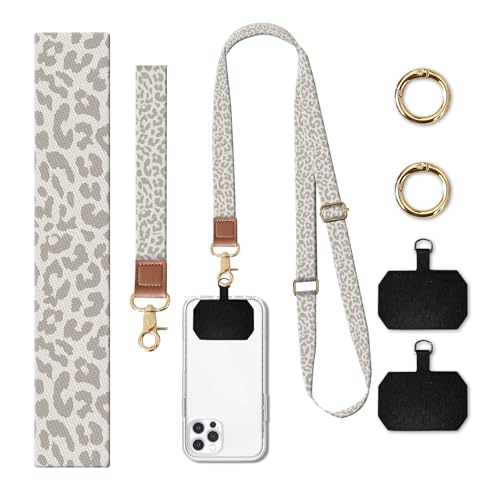 Phone Lanyard Crossbody Wrist Strap, Cute Cell Phone Lanyards for around the Neck Wristlet Wrist Strap - color: Luxury Cute Leopard