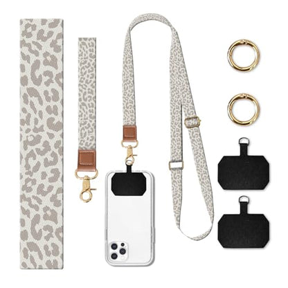 Phone Lanyard Crossbody Wrist Strap, Cute Cell Phone Lanyards for around the Neck Wristlet Wrist Strap - color: Luxury Cute Leopard