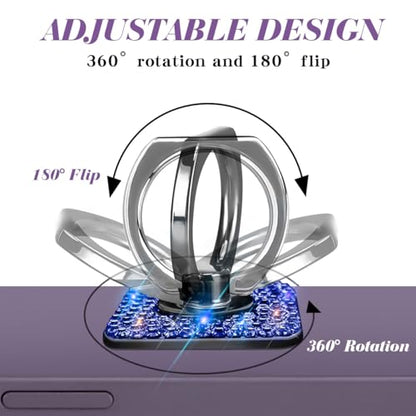 Bling Crystal Rhinestone Cell Phone Ring Holder Grip，360°Rotation Metal Finger Cute Glitter Stand Kickstand Universal Compatible with iPhone Samsung Galaxy LG Google iPad （Blue Square） - color: blue square