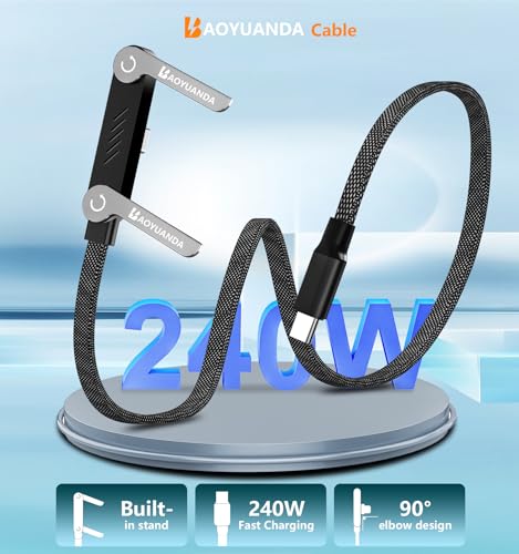 240W USB C to USB C Cable 2Pack 5FT with Desktop Stand - color: Black