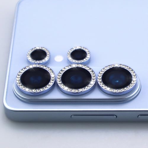 for Samsung Galaxy S26 Ultra Camera Lens Protector, Bling Diamond Metal Ring Tempered Glass Lens Cover, Sparkly Rhinestone Accessories (Sky Blue) - color: Sky Blue