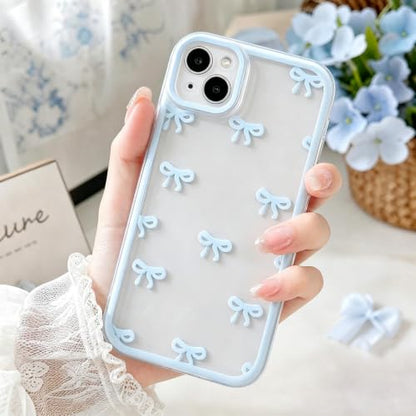 Compatible with iPhone 13 Printed Blue Ribbon Bow Clear Phone Case, Shockproof TPU Protective for iPhone Cases Phone Cover - color: A2-Blue, size: iPhone 13