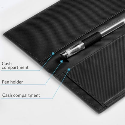 CoBak Checkbook Cover for Women & Men - PU Leather Case with RFID Blocking | Classic Design Check Book Holder for Personal and Business - color: Carbon Black
