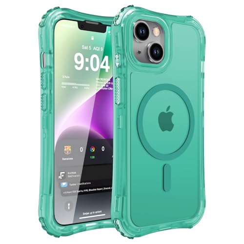WRJ Magnetic Matte for iPhone 13 Case,iPhone 14 Case,[Compatible with MagSafe][Military Grade Drop Protection] Translucent Anti-Fingerprint Full Body Shockproof Phone Case-Mint Green - color: Mint Green, style: Matte