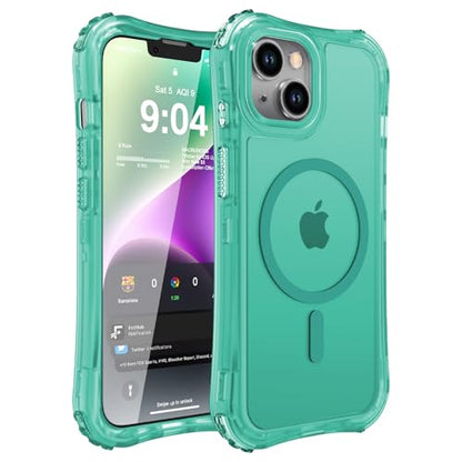 WRJ Magnetic Matte for iPhone 13 Case,iPhone 14 Case,[Compatible with MagSafe][Military Grade Drop Protection] Translucent Anti-Fingerprint Full Body Shockproof Phone Case-Mint Green - color: Mint Green, style: Matte