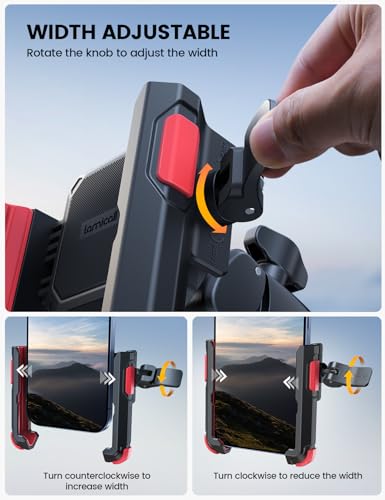 Lamicall Motorcycle Bike Phone Mount, 1s Quick Release Bike Phone Holder - color: Red
