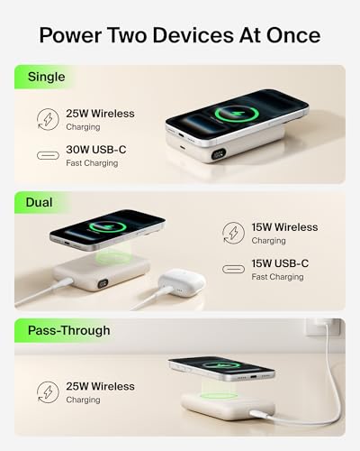 Belkin 10000mAh Qi2.2 25W MagSafe Power Bank with Kickstand and Display - color: Sand