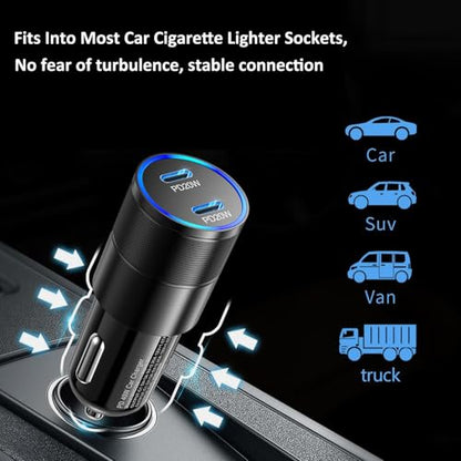 USB C Car Charger to Wall Adapter,40W Dual USB-C iPhone Fast Car Charger