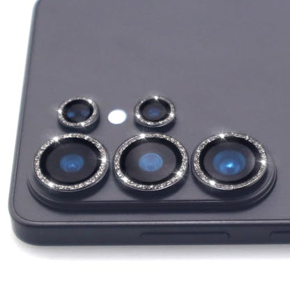 for Samsung Galaxy S26 Ultra Camera Lens Protector, Bling Glitter Metal Ring Tempered Glass Lens Cover Accessories (Black) - color: Black