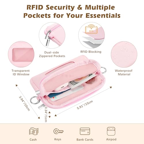 MoKo Adjustable Phone Crossbody Lanyard with Detachable RFID Wallet - color: Rose Gold