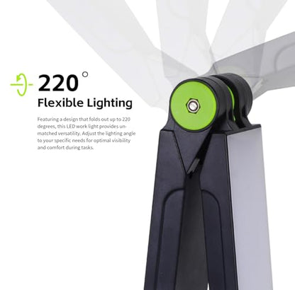MaxWorks Rechargeable LED Work Light 1000 Lumens Dual Folding Panels Magnetic Base 4000mAh Battery USB-C Charging IP44 Portable Shop Light 50899 - style: Double-Pane