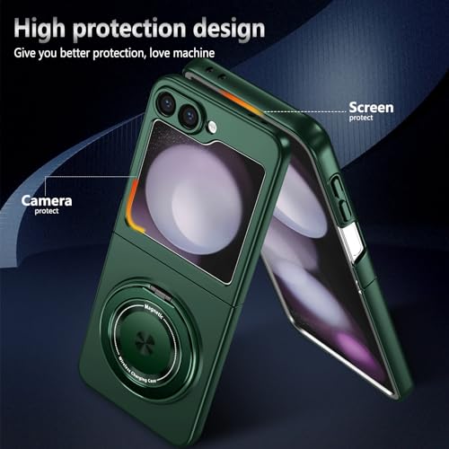 Magnetic Case for Samsung Galaxy Z Flip 6, [Compatible with MagSafe] Military Grade Shockproof Slim fit Samsung Z Flip 6 Phone Case with Magnetic Ring Kickstand, Green… - color: Green, size: Samsung Galaxy Z Flip 6