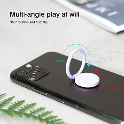 [2 Pack] Matte Finish Round Ultra-thin Cell Phone Ring Holder Stand,360 Degree Rotation and 180 Degree Adjustable Finger Ring Kickstand with Frosted Metal Phone Grip (Purple)