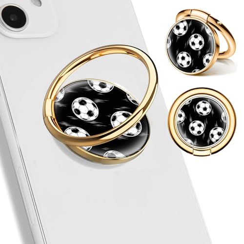 Cell Phone Ring Holder, Cute Phone Ring Grip Stand, 360°Rotation Funny Metal Kickstand Finger Grip Black White Soccer - color: Black White Soccer