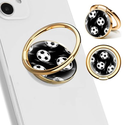 Cell Phone Ring Holder, Cute Phone Ring Grip Stand, 360°Rotation Funny Metal Kickstand Finger Grip Black White Soccer - color: Black White Soccer