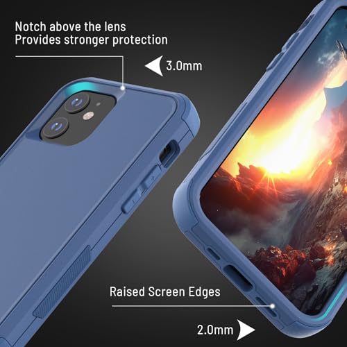 X-belmox Heavy Duty Case for iPhone 12/12 Pro and Screen Protector Sea/Blue | 3-Layers Military Grade Drop Protection Phone Case, Shockproof Rugged Case Cover for iPhone 12 Pro 6.1 Inch - color: Sea/Blue