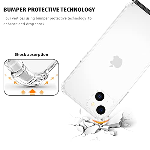 Crossbody Case for iPhone 14,Phone Case for iPhone 14 [ with Adjustable Lanyard Strap ] Clear Soft Slim TPU Anti-Yellowing Anti-Scratch Shockproof Protective Cover for iPhone 14 - Black - size: for iPhone 14