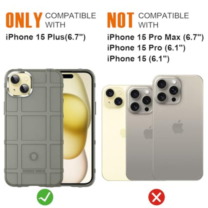 Rugged Shield 8ft Drop Proof TPU Thick Armor Tactical Protective Case Compatible with iPhone 15 Plus (6.7 inches) - Light Clay - color: Light Clay, size: iPhone 15 Plus