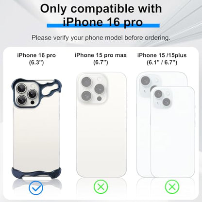 Frameless Phone Case Crafted for iPhone 16 Pro Blue - color: Aluminum Blue, size: iPhone 16 Pro