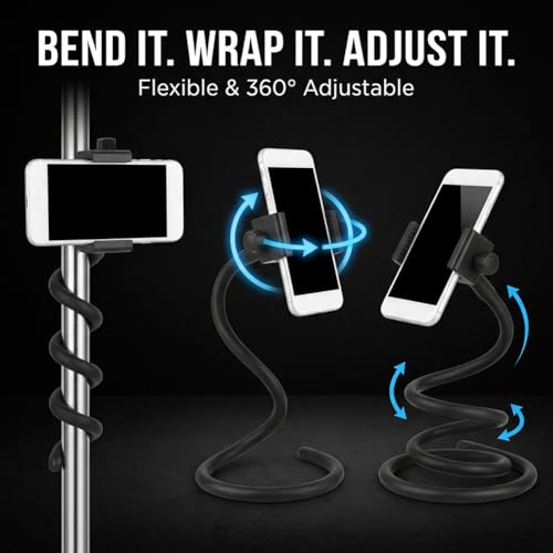 Flexible Phone Holder for Treadmill, Portable Gooseneck 16.9” Long Arm