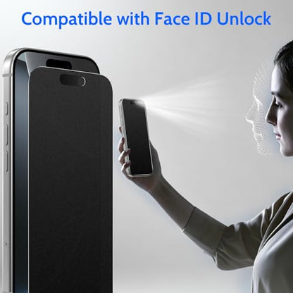 Fotbor [Ultra-Shield 26° True Privacy Screen Protector Compatible with iPhone 16 Pro, 2-Pack Elite Matte AG Etched Glass, 9H Anti-Shatter, with [Installation Master Kit] - size: iPhone 16 Pro-6.3 inch