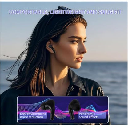 Wireless Earbuds Bluetooth 5.3 Headphones,Long Playtime Ear Buds with Mic Waterproof in Ear Earphones Charging Case with Multi Functions LED Full Color Touch Screen for Android iOS Phones Sport,White - color: White