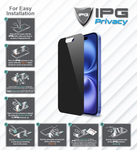 IPG Privacy Made for Huawei Watch Fit 4 Pro, Anti-Spy Screen Protector (2 Units), Prevents Side Viewing, Smooth Touch, Anti-Fingerprint, Ultra Responsive, Matte Finish for Fit4Pro.Pri - size: Watch Fit 4 Pro (Privacy)