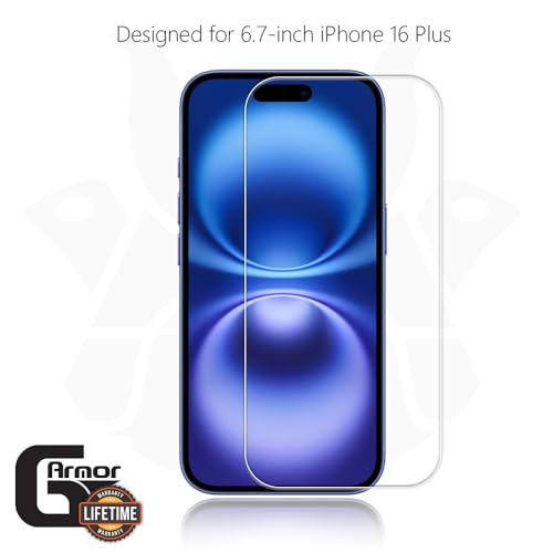 2 Pack Glass Screen Protector for iPhone 16 Plus | 9H Premium Tempered Glass, Lifetime Replacement, Ultra Clear, Scratch Resistant, Phone Case Compatible, Screen Saver - size: iPhone 16 Plus